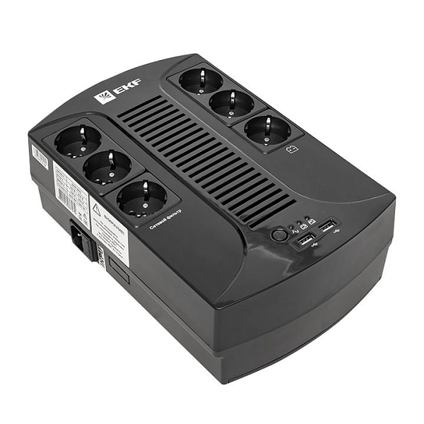 ИБП E-Power Home 800 ВА , 480Вт, 6хSchuko, 2xUSB Charger, USB,RJ11