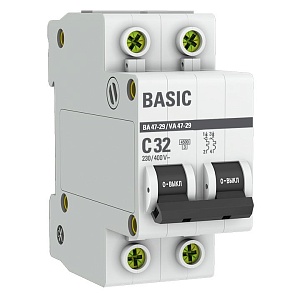 Автоматический выключатель ВА 47-29 2P 32А (C) 4,5кА BASIC