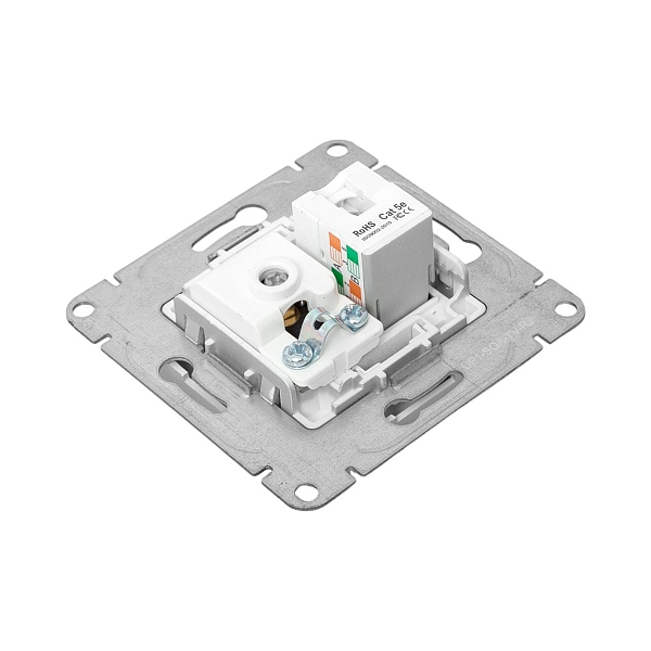 Механизм розетки TV+RJ45 (cat5), алюминий Эпика EKF