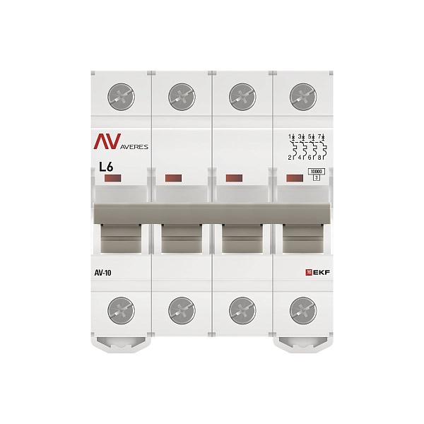 Выключатель автоматический AV-10 4P 6A (L) 10kA EKF AVERES