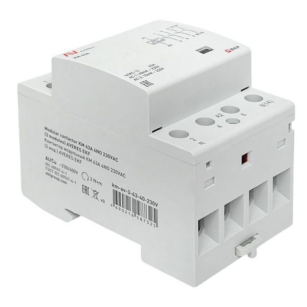 Контактор модульный КМ 63А 4NO 230В АС (3 мод.) AVERES EKF