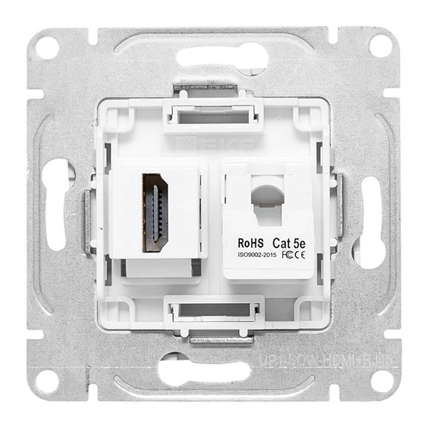 Механизм розетки HDMI+RJ45 (cat5), белый Эпика EKF