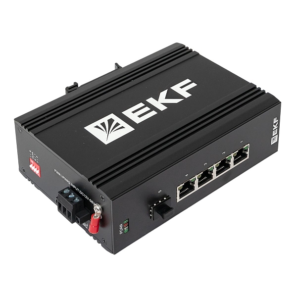 Промышленный неуправляемый коммутатор U-1GX/SFP-4GTP, 1 порт 1000Base-X SFP, 4 порта 10/100/1000Base-T(X) RJ45 c PoE, монтаж на динрейку TSX EKF