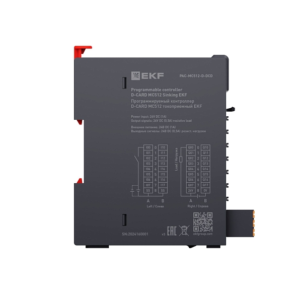 Программируемый логический контроллер (ПЛК) MC612 токоподающий D-CARD EKF