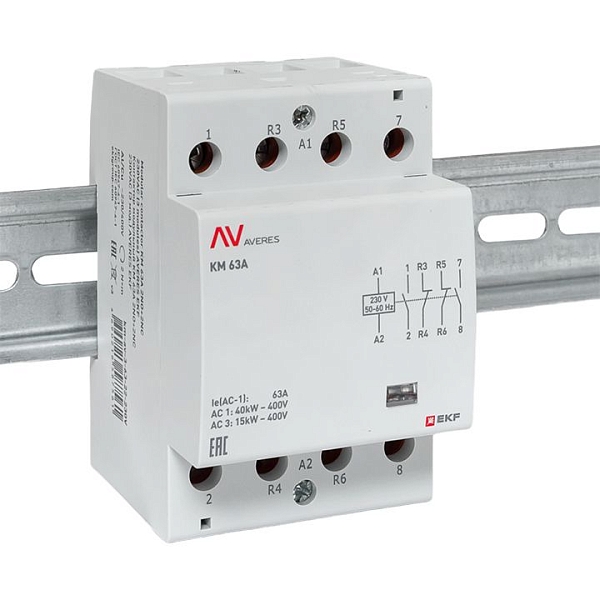 Контактор модульный КМ 63А 2NO+2NC 230В АС (3 мод.) AVERES EKF