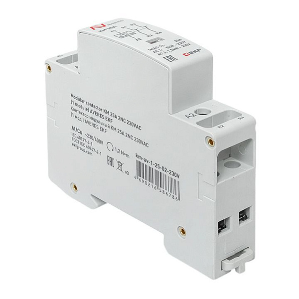 Контактор модульный КМ 25А 2NC 230В АС (1 мод.) AVERES EKF