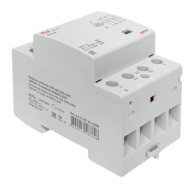 Контактор модульный КМ 40А 2NO+2NC 230В АС (3 мод.) AVERES EKF