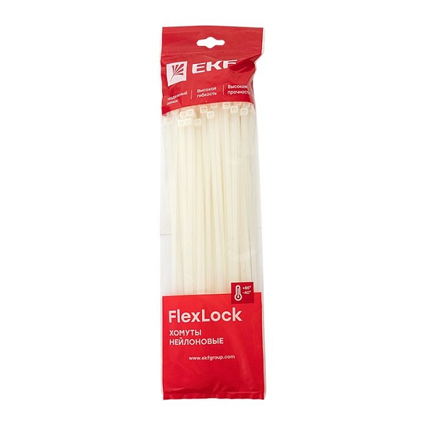 Хомут P6.6 стандартный (б), 7.6x300 (100шт) FlexLock EKF