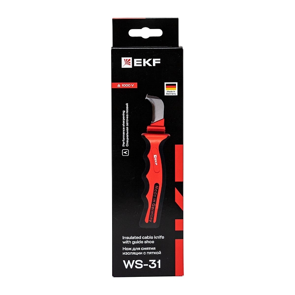 Нож для снятия изоляции с пяткой 1000V WS-31 EKF Professional