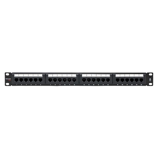 Патч-панель TERACOM PRO 19'' Cat.6 1U неэкранированная UTP 24 порта RJ-45 Dual IDC