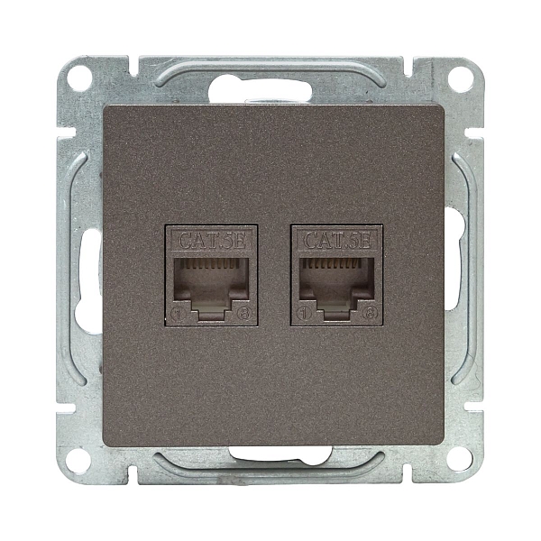 Механизм розетки RJ45 - 2шт, (cat5), мокко Эпика EKF