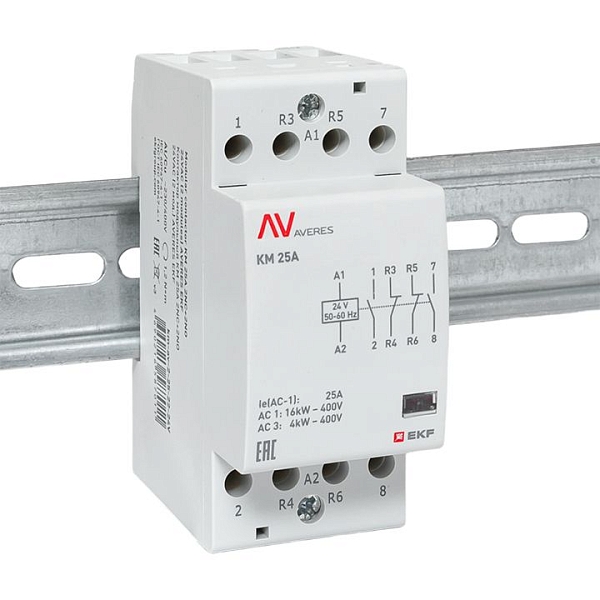 Контактор модульный КМ 25А 2NO+2NC 24В АС (2 мод.) AVERES EKF