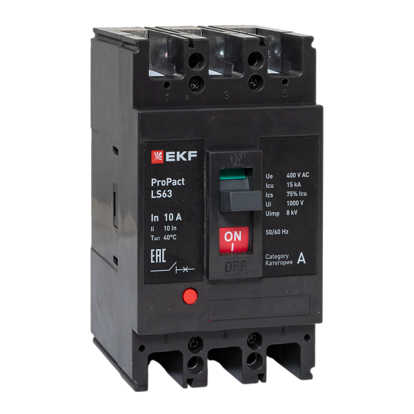 Выключатель автоматический в литом корпусе ProPact LS63 10А 3P 15кА EKF