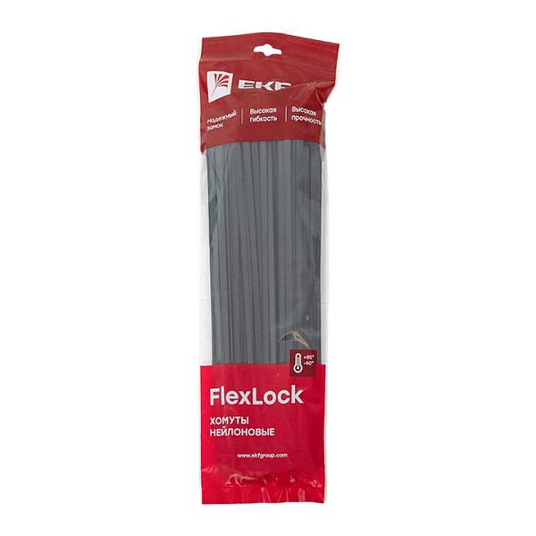 Хомут P6.6 стандартный (ч), 12.4x880 (100шт) FlexLock EKF
