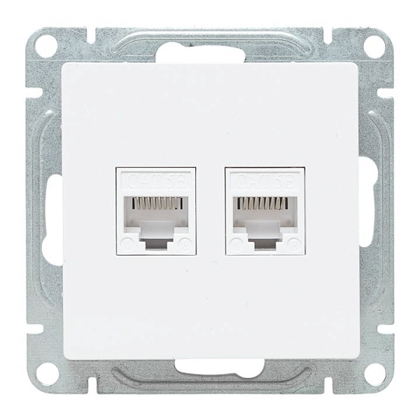 Механизм розетки RJ45 - 2шт, (cat5), белый Эпика EKF