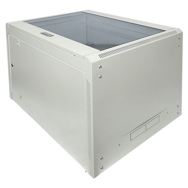 Шкаф настенный 19" TERACOM PRO 15U 600x600 мм дверь стеклянная с замком-ручкой серый