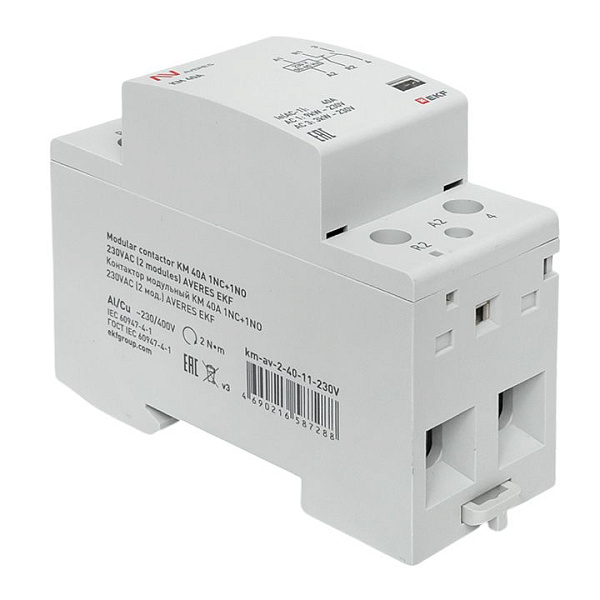 Контактор модульный КМ 40А 1NO+1NC 230В АС (2 мод.) AVERES EKF