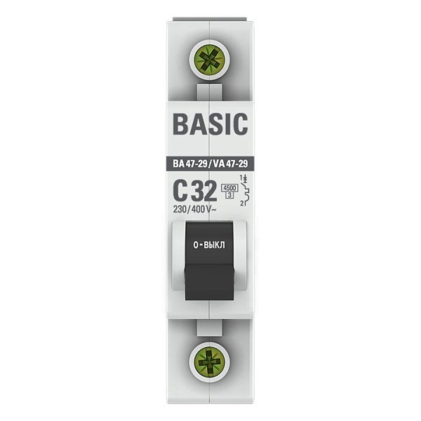 Автоматический выключатель ВА 47-29 1P 32А (C) 4,5кА BASIC