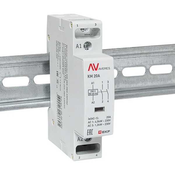 Контактор модульный КМ 20А 2NO 230В АС (1 мод.) AVERES EKF