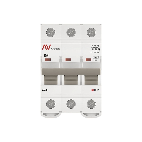 Выключатель автоматический AV-6 3P 6A (D) 6kA EKF AVERES