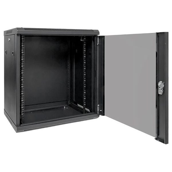 Шкаф настенный 19" TERACOM PRO 12U 600x450 мм дверь стеклянная с замком-ручкой чёрный
