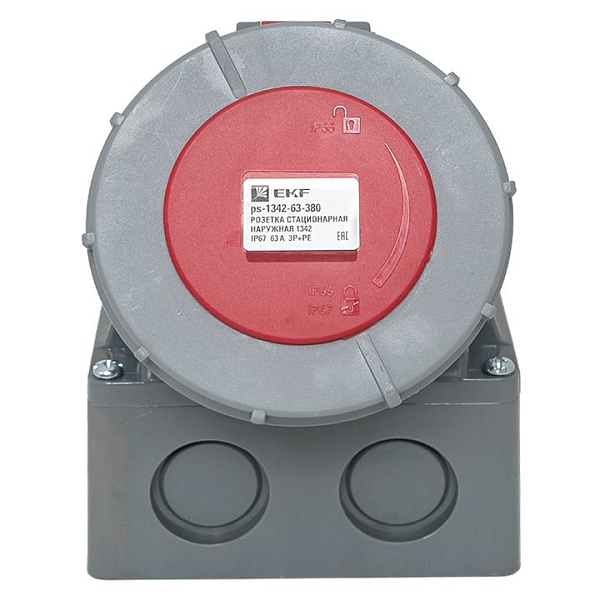 Розетка стационарная наружная 1342 3Р+РЕ 63А 380В IP67 EKF PROxima