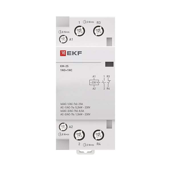 Контактор модульный КМ 25А 1NO+1NC 230В АС (2 мод.) PROXIMA EKF