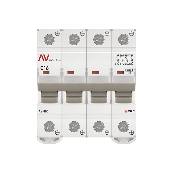 Выключатель автоматический AV-6 DC 4P 16A (C) 6kA EKF AVERES