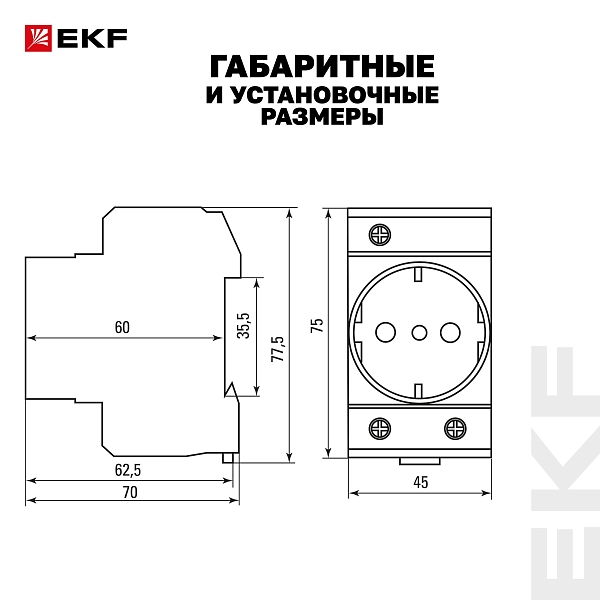 Розетка РДЕ-47 240В (под евро вилку с заземлением) EKF PROxima 