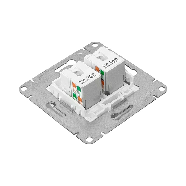 Механизм розетки RJ45 - 2шт, (cat5), алюминий Эпика EKF