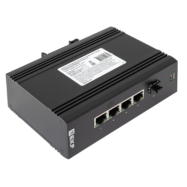 Промышленный неуправляемый коммутатор U-1GX/SFP-4GTP, 1 порт 1000Base-X SFP, 4 порта 10/100/1000Base-T(X) RJ45 c PoE, монтаж на динрейку TSX EKF