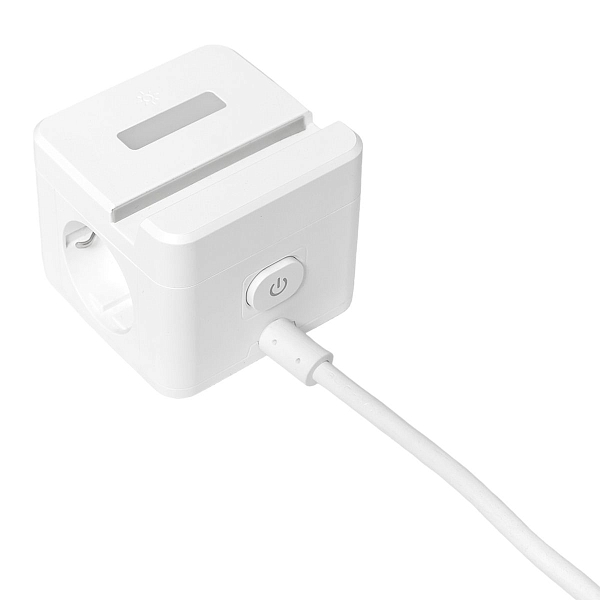 Удлинитель "Куб" 2 гнезда 1USB + 2Type C с быстрой зарядкой, подставкой под телефон и ночником 1,3 метра 1мм2