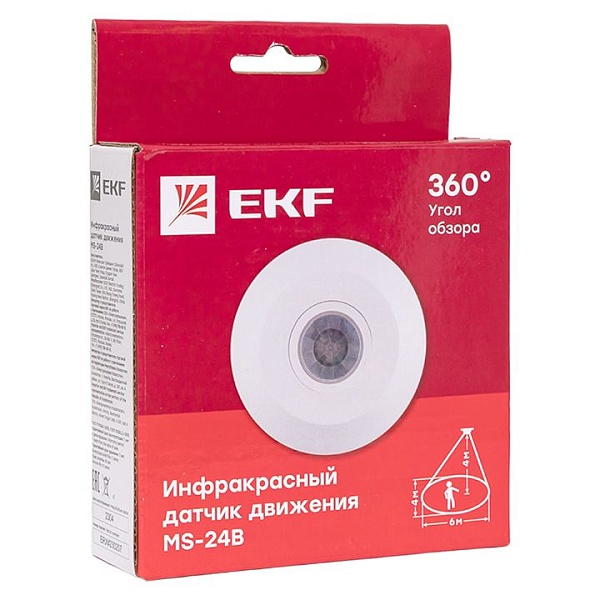 ИК датчик движения потолочный 800Вт 360гр. до 6м IP20 MS-24B EKF