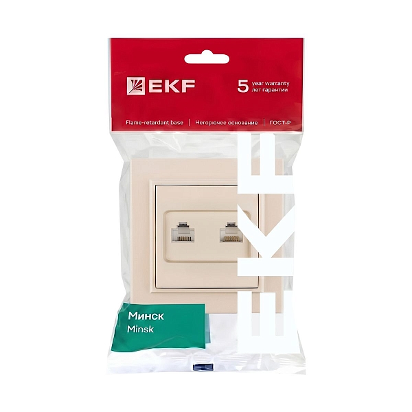 Розетка RJ-45+Phone СП бежевый Минск EKF