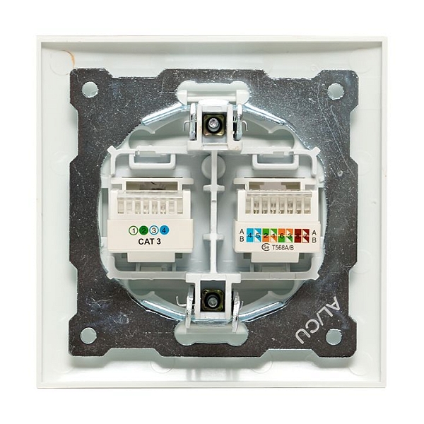 Валенсия розетка RJ-45+RJ11 2-местная белая EKF