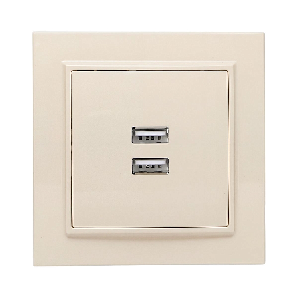 Минск Розетка USB 2-местная СП 2,1А бежевая EKF