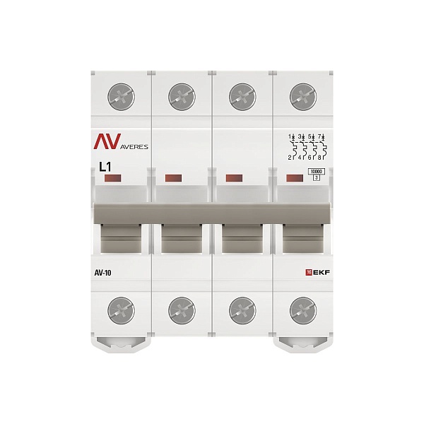 Выключатель автоматический AV-10 4P 1A (L) 10kA EKF AVERES