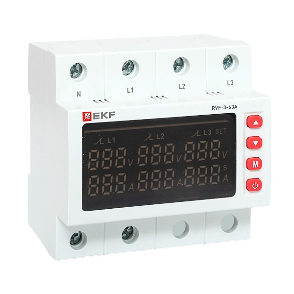 Реле выбора фаз с дисплеем RVF-3-63А EKF PROxima