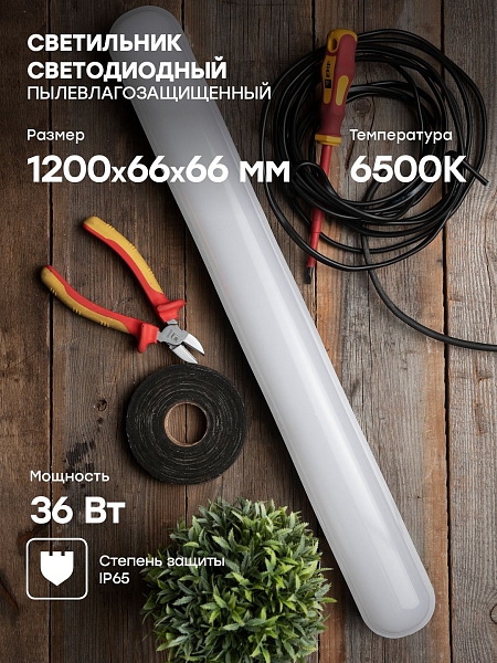 Светильник светодиодный пылевлагозащищенный ДСП-1010 Айсберг-Э 36Вт 6500К IP65 1200мм EKF PROxima