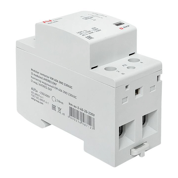 Контактор модульный КМ 40А 2NO 230В АС (2 мод.) AVERES EKF