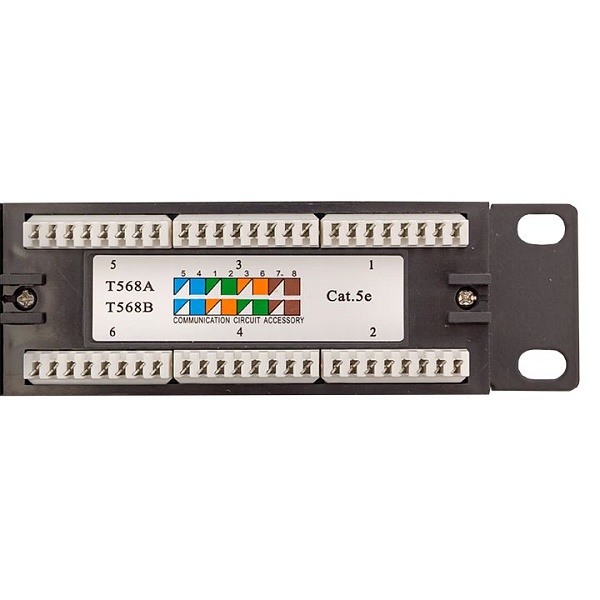 Патч-панель TERACOM 19'' Cat.5E 1U неэкранированная UTP 24 порта RJ-45 110 IDC