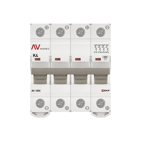 Выключатель автоматический AV-10 DC 4P 4A (K) 10kA EKF AVERES