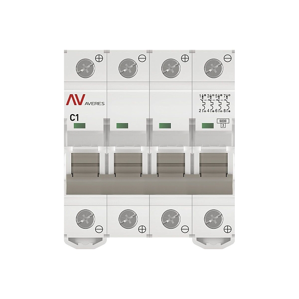 Выключатель автоматический AV-6 DC 4P 1A (C) 6kA EKF AVERES