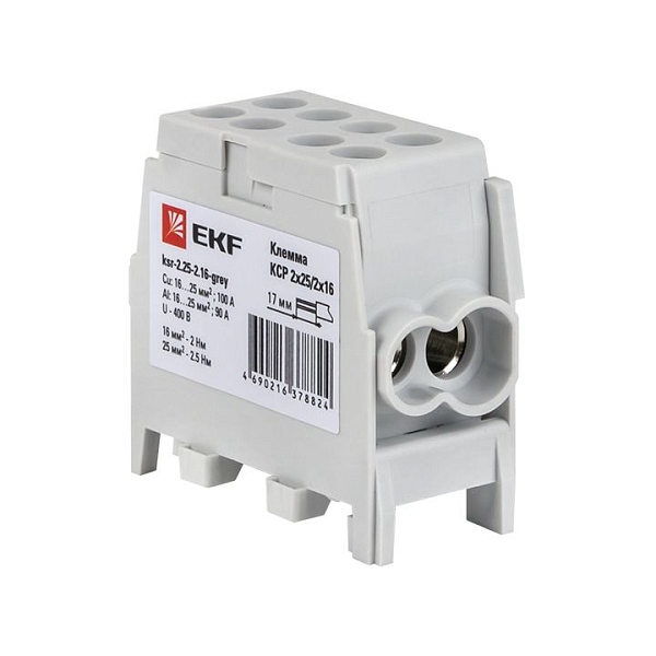 Клемма распределительная КСР с двойным винтом 2x25/2x16 серая EKF PROxima