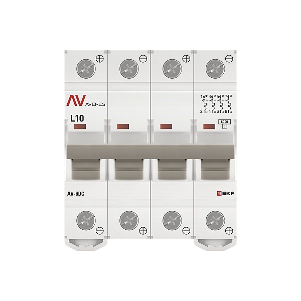 Выключатель автоматический AV-6 DC 4P 10A (L) 6kA EKF AVERES