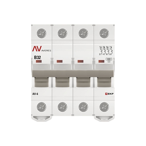 Выключатель автоматический AV-6 4P 32A (B) 6kA EKF AVERES