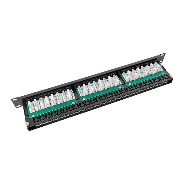 Патч-панель высокой плотности TERACOM PRO 19'' Cat.5E 1U неэкранированная UTP 48 портов RJ-45 Dual IDC с органайзером