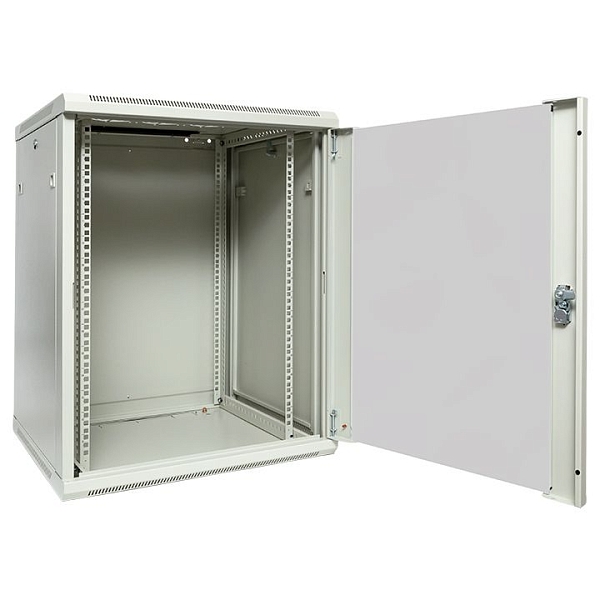Шкаф настенный 19" TERACOM PRO 15U 600x600 мм дверь стеклянная с замком-ручкой серый