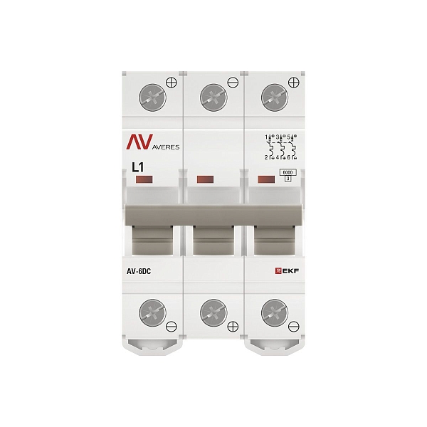 Выключатель автоматический AV-6 DC 3P 1A (L) 6kA EKF AVERES