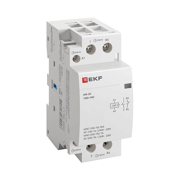 Контактор модульный КМ 20А 1NO+1NC 230В АС (2 мод.) PROXIMA EKF